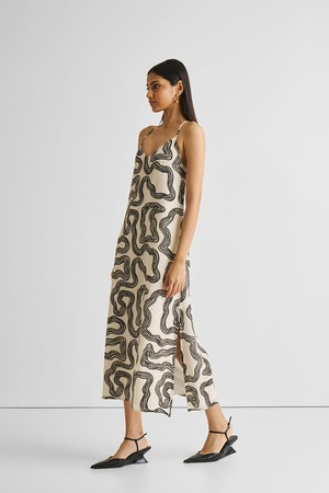 Midi Slip Dress in Black Stripes from Reistor
