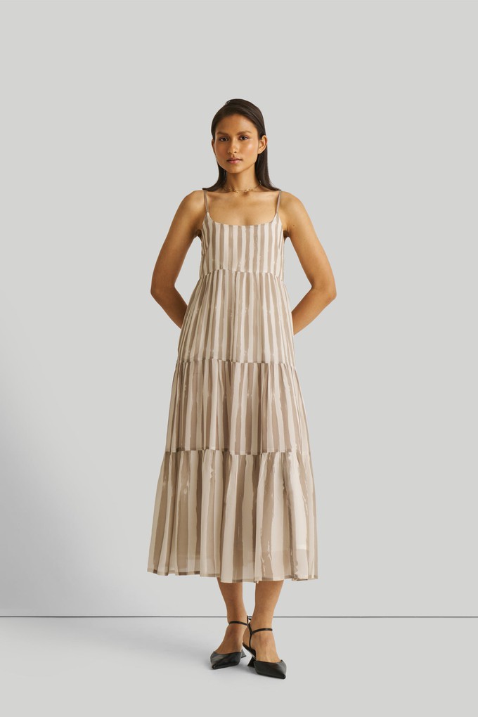 Strappy Tiered Maxi Dress in Beige Stripes from Reistor