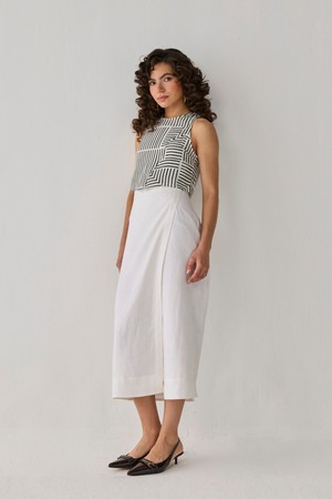 Fitted Overlap Midi Skirt in Off-White from Reistor