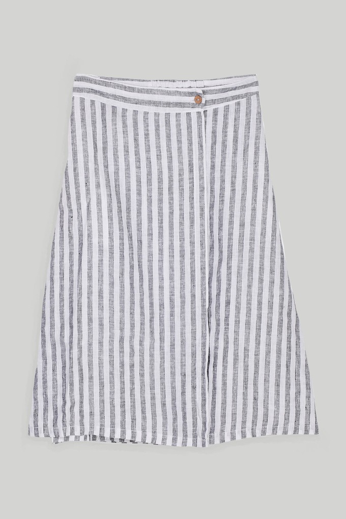 Overlap Midi Skirt in Linen Stripes from Reistor