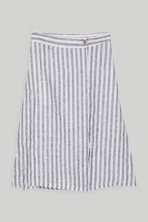Overlap Midi Skirt in Linen Stripes from Reistor