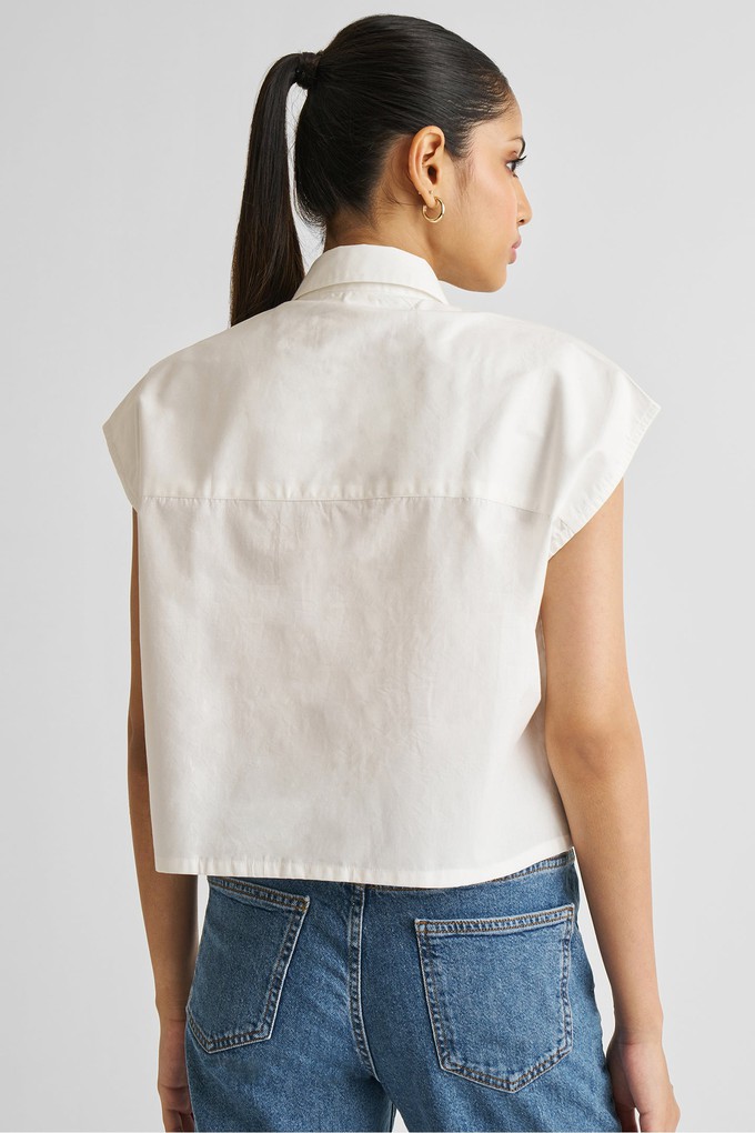 Embroidered Panel Crop Top in White from Reistor