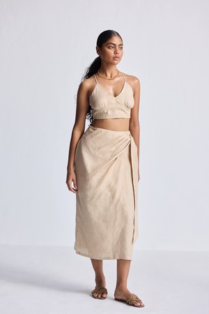 Pleated wrap skirt in Neutral Beige from Reistor