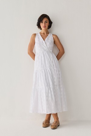 The Embroidered Tiered Wrap Maxi Dress from Reistor