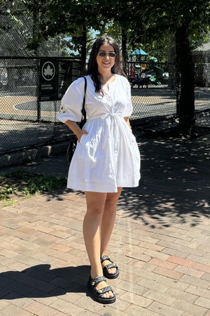 Shirt Dress with Balloon Sleeves in White from Reistor