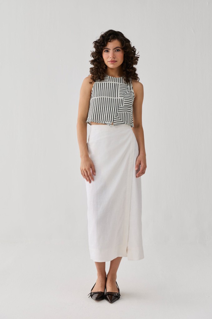 Fitted Overlap Midi Skirt in Off-White from Reistor