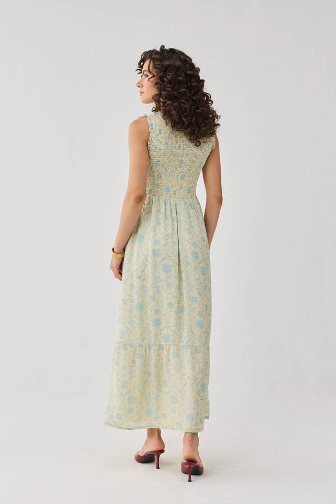 The Smocked Maxi Dress in Yellow Florals from Reistor