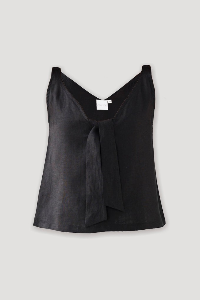 Hemp Front Tie Cami Top in Black from Reistor
