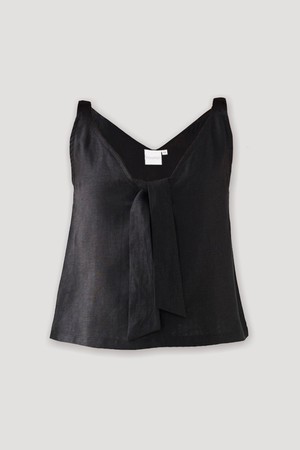 Hemp Front Tie Cami Top in Black from Reistor
