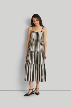 Strappy Tiered Maxi Dress in Black Stripes via Reistor