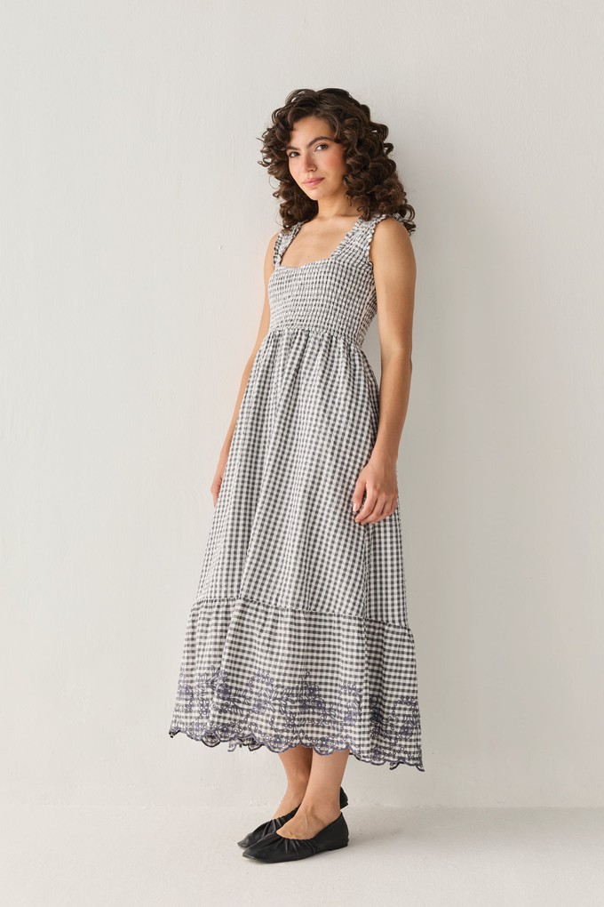 The Smocked Maxi Dress in Grey Check from Reistor