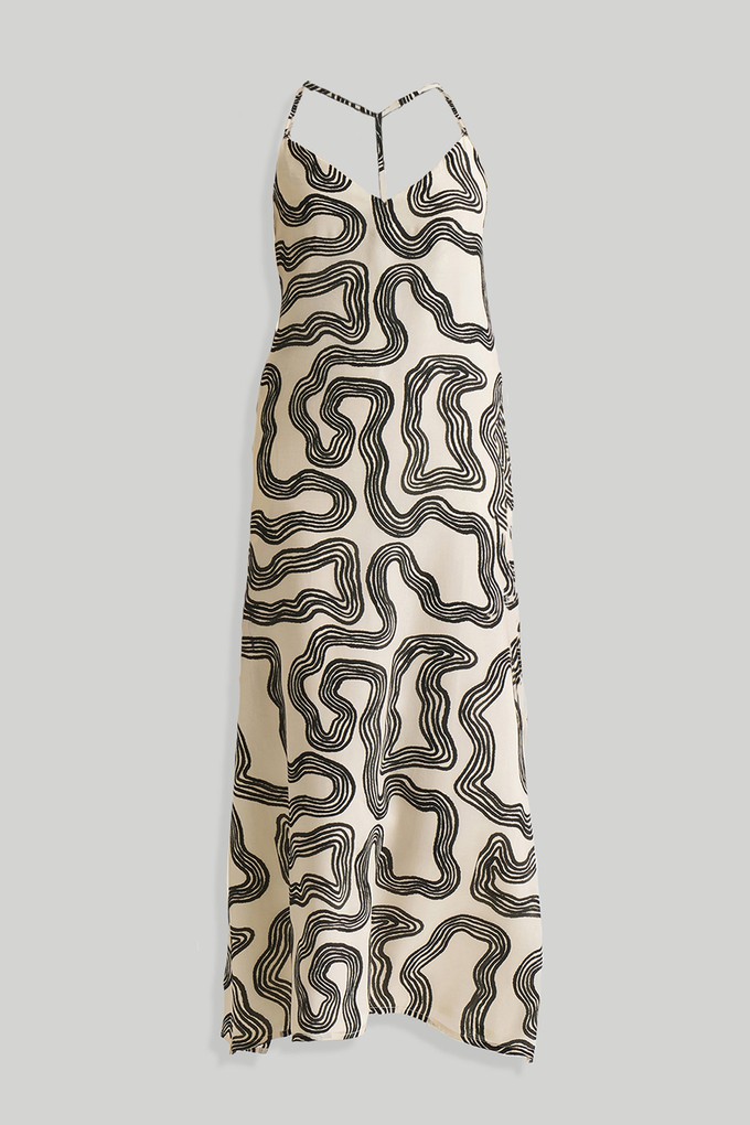 Midi Slip Dress in Black Stripes from Reistor