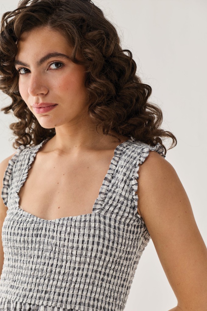 The Smocked Maxi Dress in Grey Check from Reistor