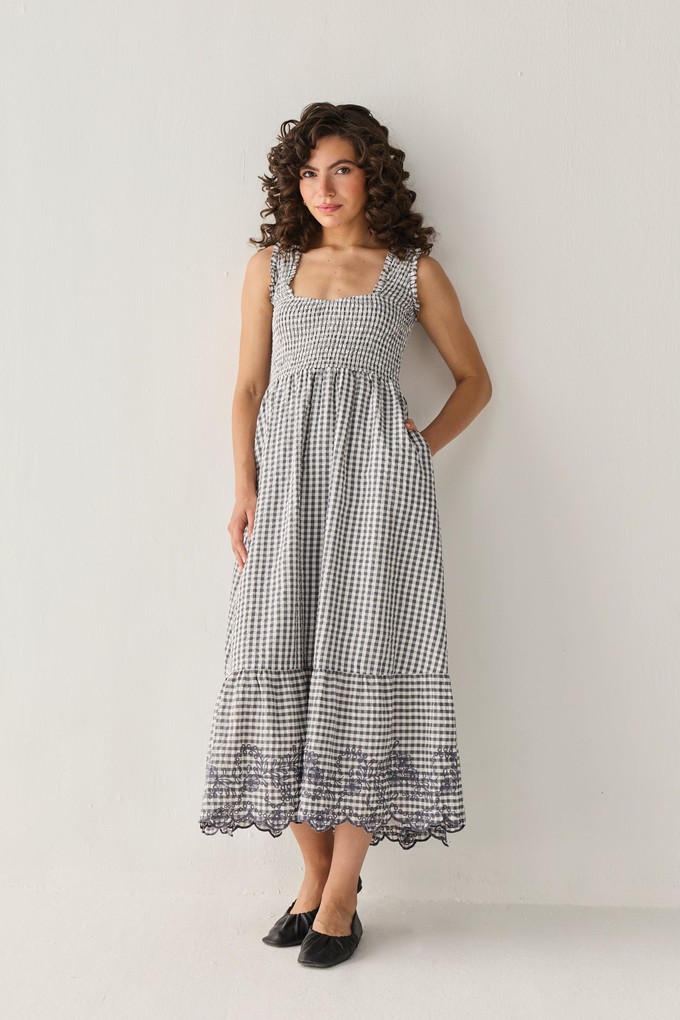 The Smocked Maxi Dress in Grey Check from Reistor