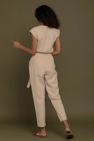 Evening Chai Jumpsuit in Neutral Beige from Reistor