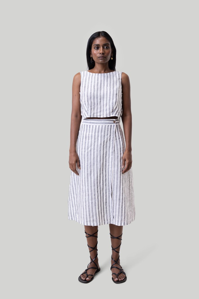 Boxy Crop Top in Linen Stripes from Reistor