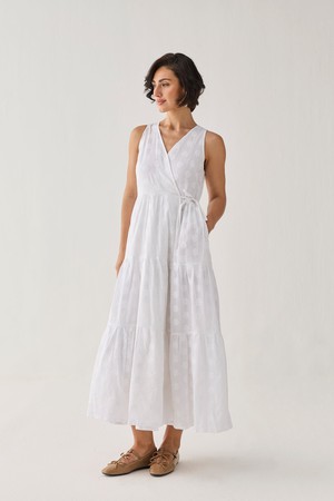The Embroidered Tiered Wrap Maxi Dress from Reistor