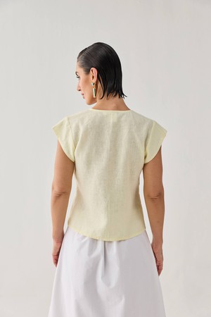 The Deep V Neck Top in Butter Lemon from Reistor