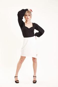 White Asymmetrical A-Line Skirt from Roses & Lilies