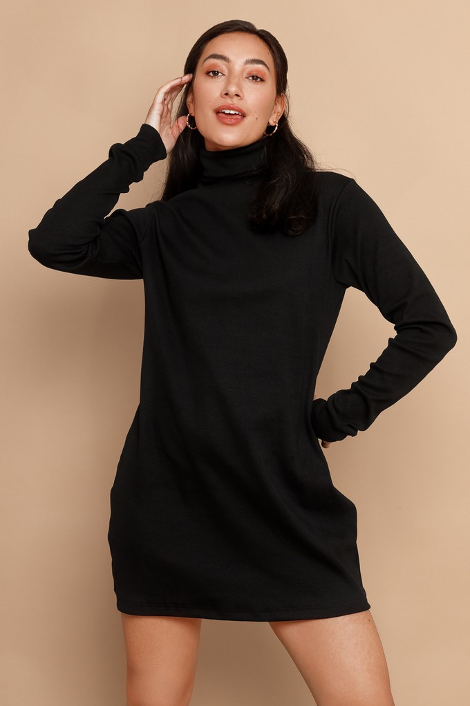 Long-Sleeved Rib Cuff Sweater Dress from Roses & Lilies