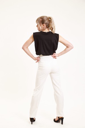 White High Waisted Straight Pantalon from Roses & Lilies