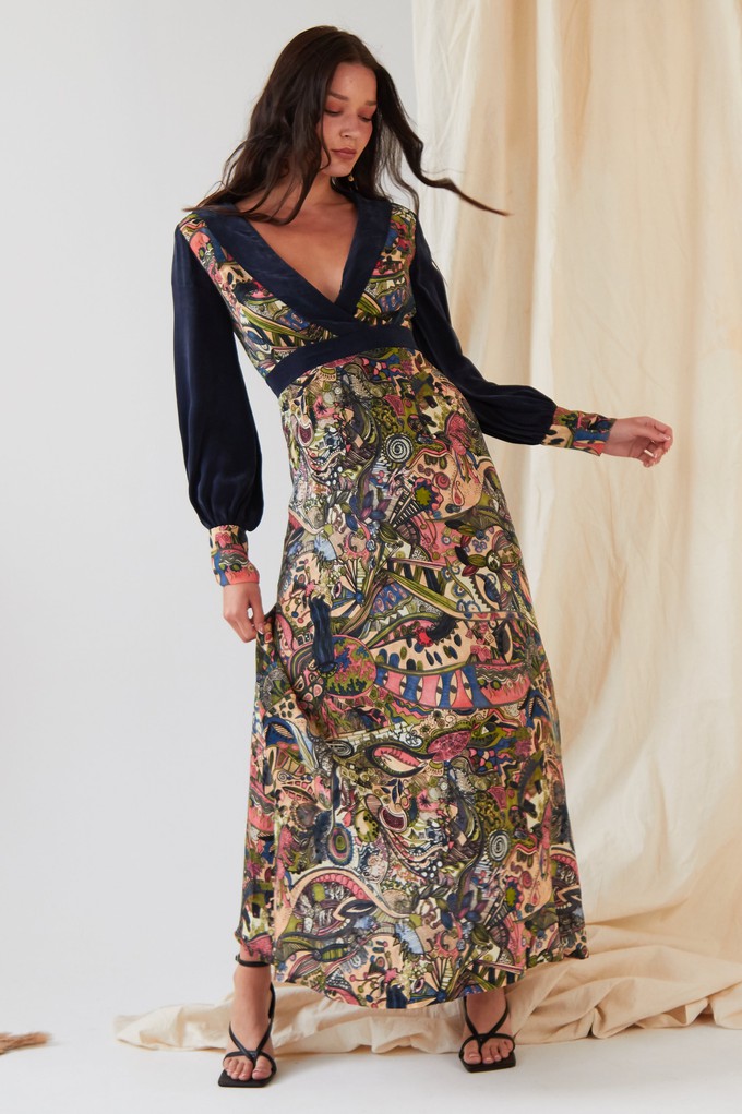 Printed Long Sleeve Maxi Dress from Sarvin
