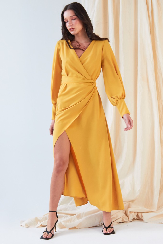 Mustard Wrap Dress from Sarvin