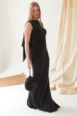 Black Cowl Back Gown from Sarvin
