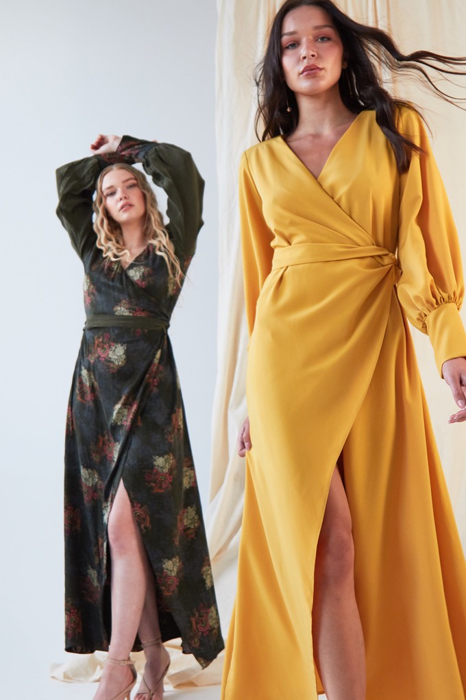 Mustard Wrap Dress from Sarvin