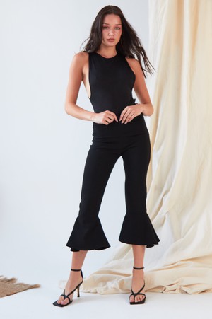 Black Frill Hem Trousers from Sarvin