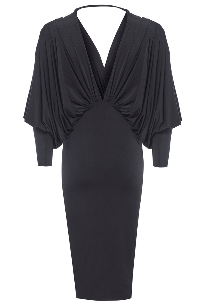 Black Batwing Sleeve Dress from Sarvin