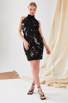 Black Backless Sparkly Dress via Sarvin