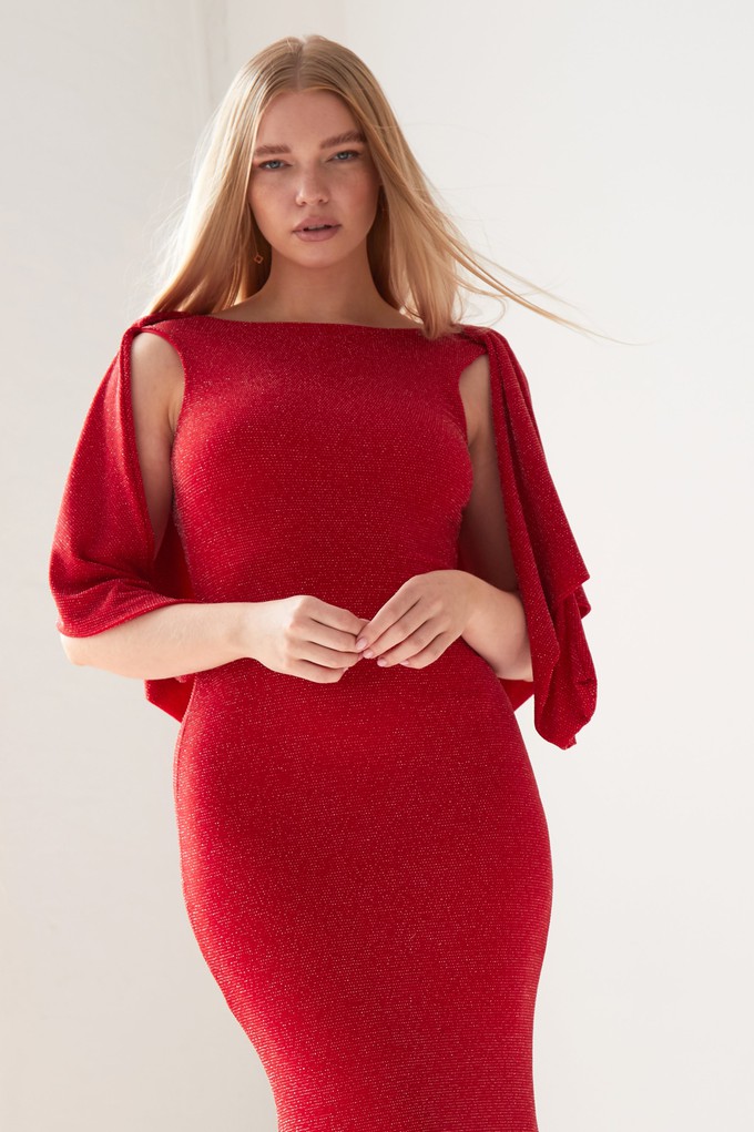 Red Cowl Back Gown from Sarvin