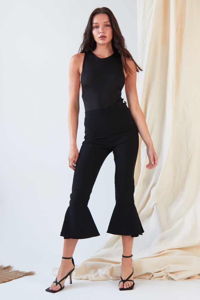 Black Frill Hem Trousers from Sarvin