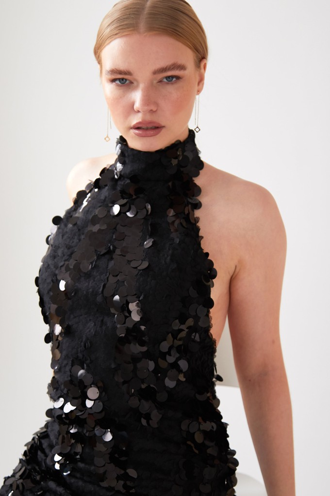 Black Backless Sparkly Dress from Sarvin