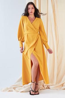 Mustard Wrap Dress via Sarvin
