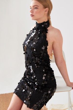 Black Backless Sparkly Dress from Sarvin