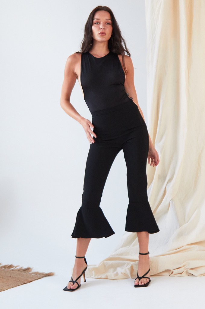 Black Frill Hem Trousers from Sarvin