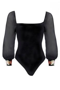 Black Mesh Bodysuit via Sarvin