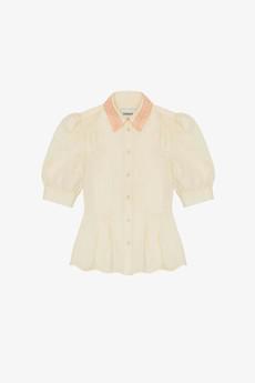 Joni Puff Sleeve Lace Collar Blouse, Yellow Cotton via Saywood.