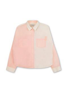 Lela Patchwork Shirt, Pastel Orange/ Yellow Cotton via Saywood.