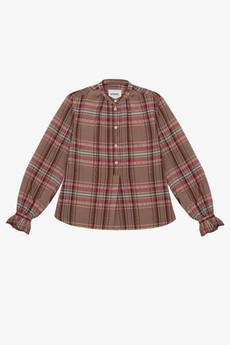 Limited Edition Marie Gather Neck A-Line Blouse, Pink Check Deadstock Cloth via Saywood.