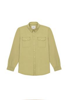 Limited Edition Mens Eddy Utility Shirt, Khaki Cotton via Saywood.