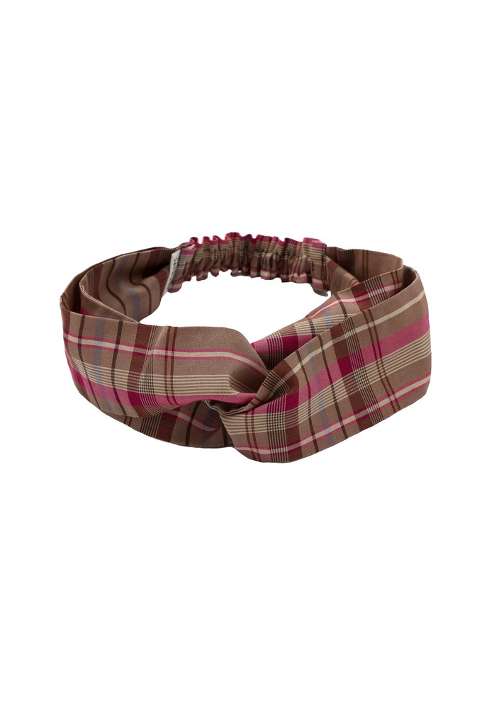 Pink Check Silky Headband & Scrunchie Gift Set from Saywood.