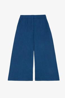 Amelia Wide Leg Culotte Trousers, Indigo Japanese Denim via Saywood.