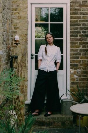 Joni Puff Sleeve Blouse, White Cotton Bamboo from Saywood.