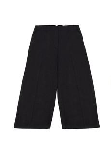 Amelia Wide Leg Culotte Trouser, Black Organic Cotton & Linen via Saywood.