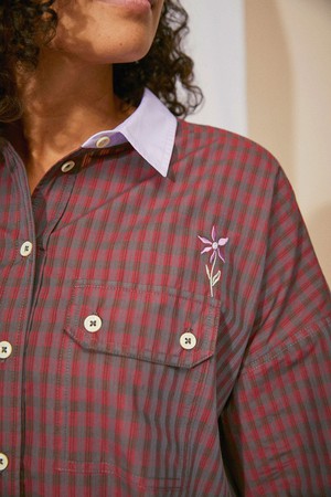 Jules Utility Shirt, Red Check Cotton from Saywood.