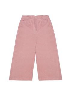 Amelia Wide Leg Culotte Trouser, Pink Corduroy Cotton via Saywood.