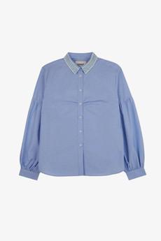 Edi Volume Sleeve Shirt, Pale Blue Recycled Cotton via Saywood.